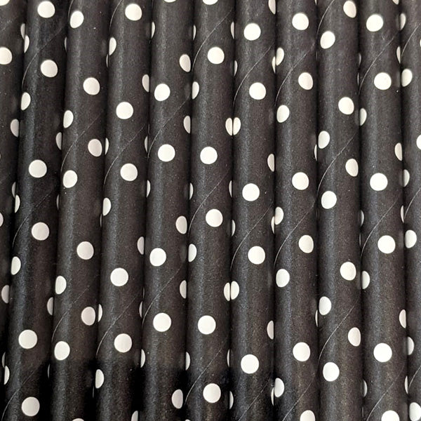 Black with White Stars 25pc Paper Straws